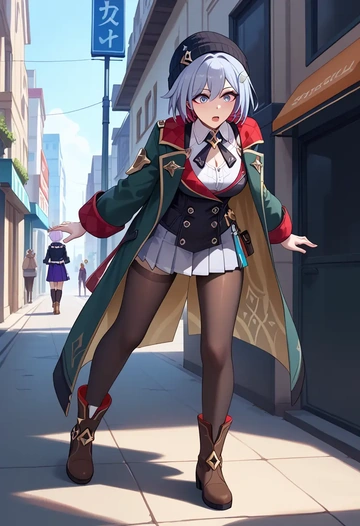 star rail,topaz,winter,student uniform,duffle coat  - AI generated anime art