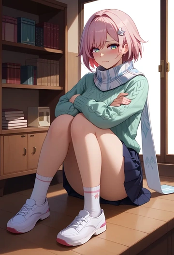 star rail,topaz,spring,student uniform,knit sweater  - AI generated anime art