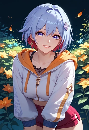 star rail,topaz,crop hoodie,shorts  - AI generated anime art