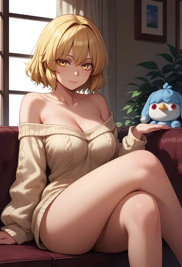 touhou,toramaru_shou,off-shoulder,sweater  - AI generated anime art