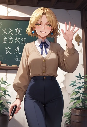 touhou,toramaru_shou,teacher, sweater  - AI generated anime art