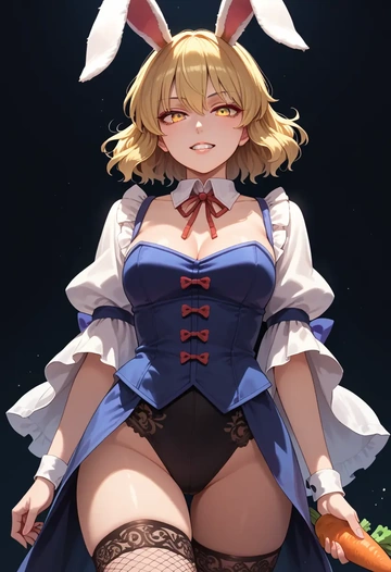 touhou,toramaru_shou,bunny girl, sexy,stockings  - AI generated anime art