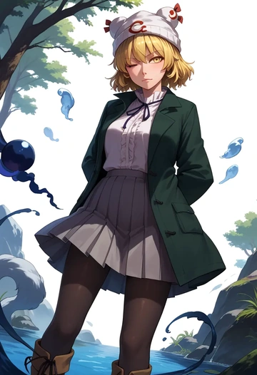 touhou,toramaru_shou,winter,student uniform,duffle coat  - AI generated anime art