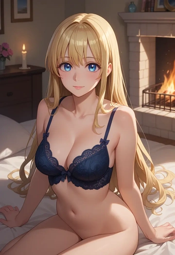 yuru_yuri,toshinou_kyouko,lingerie  - AI generated anime art