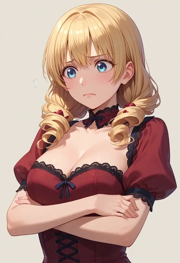 yuru_yuri,toshinou_kyouko,vampire corset,lace blouse,velvet skirt  - AI generated anime art