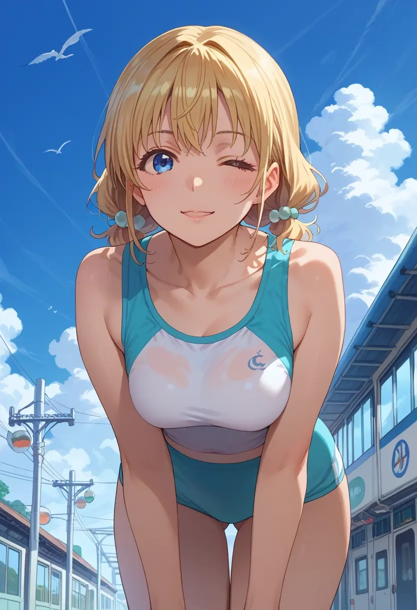 yuru_yuri,toshinou_kyouko,tankini top,board shorts  - 