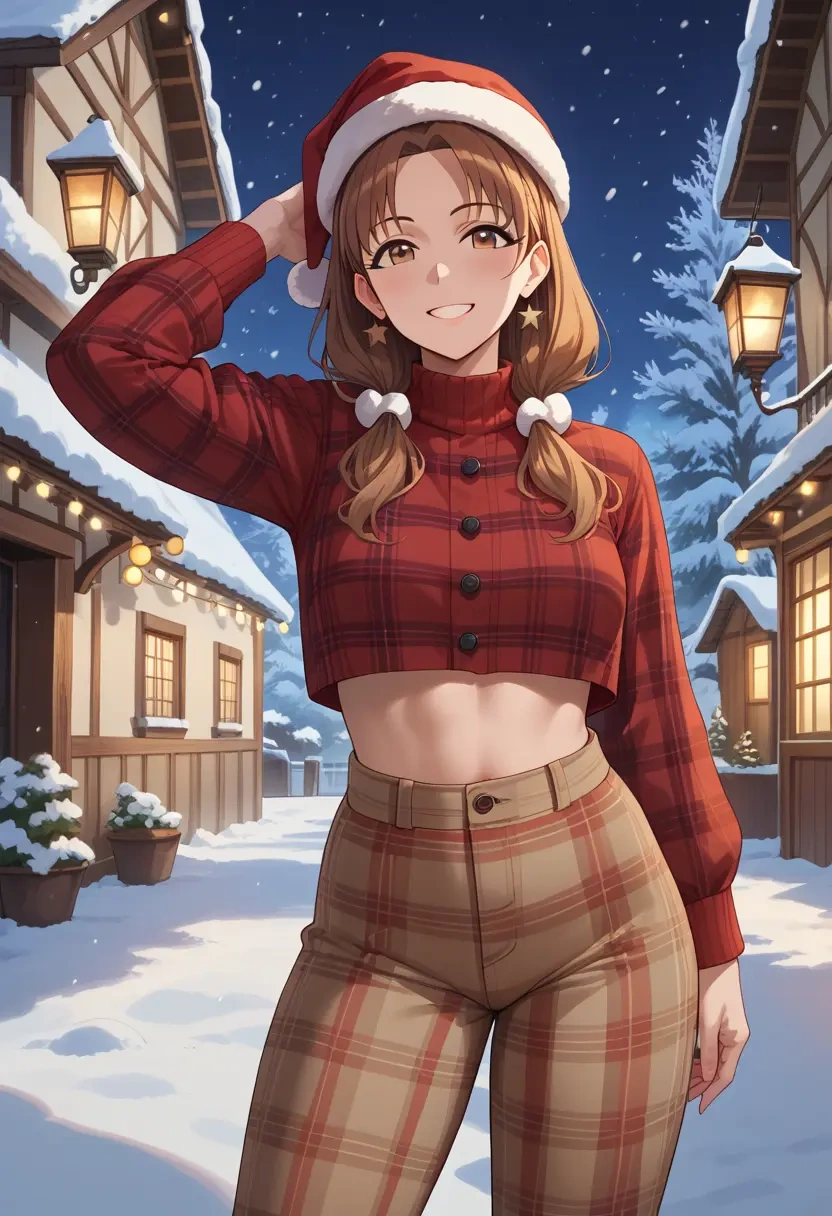 idolmaster,totoki_airi,Christmas,plaid trousers  - 