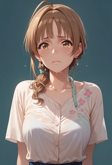 idolmaster,totoki_airi,tie-dye shirt,dolphin shorts  - AI generated anime art