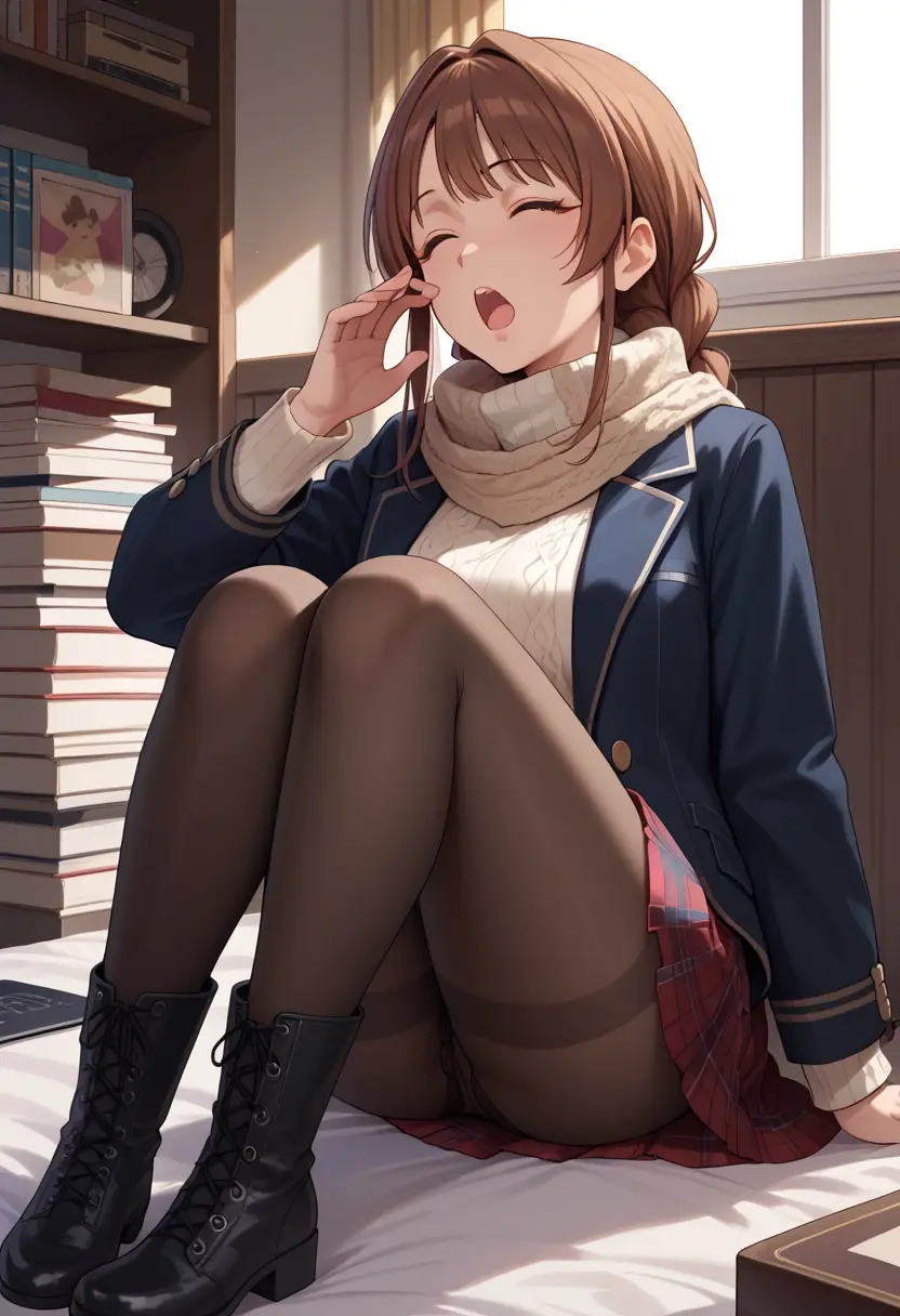 idolmaster,totoki_airi,winter,student uniform,fur-collared jacket  - 