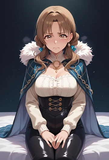 idolmaster,totoki_airi,cape,hooded,leather pants  - AI generated anime art