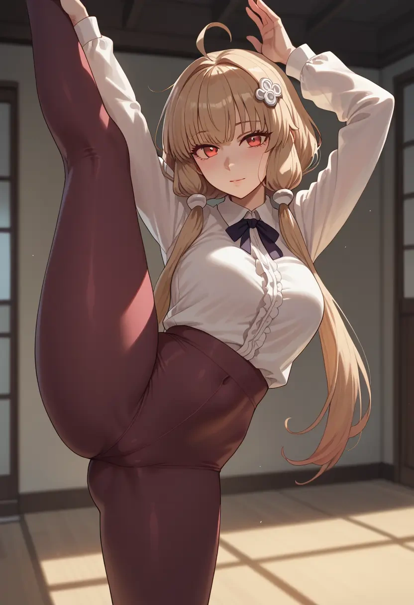 voiceroid,touhoku_kiritan,yoga, standing split,sexy,  - 