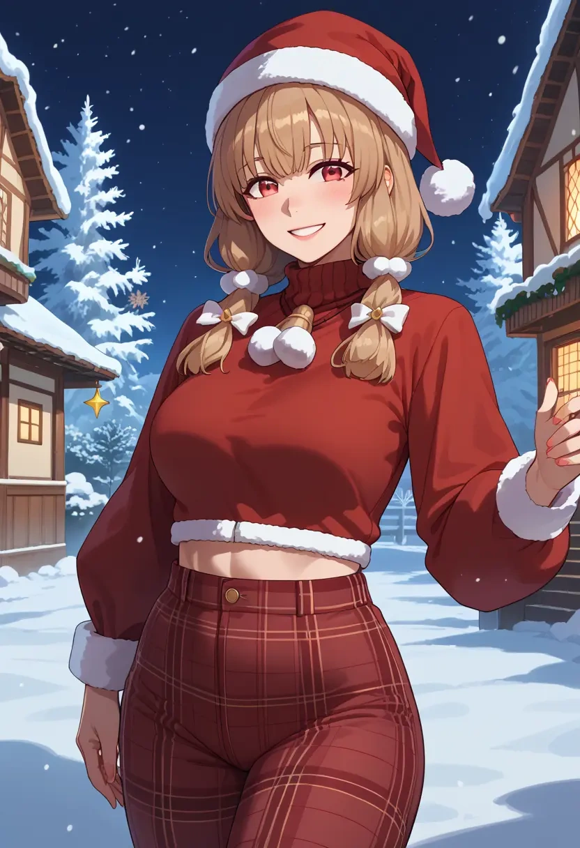 voiceroid,touhoku_kiritan,Christmas,plaid trousers  - 