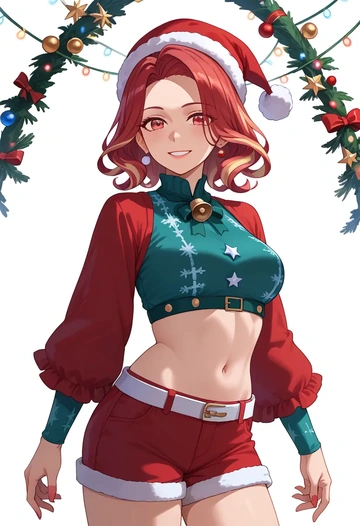 voiceroid,touhoku_kiritan,Christmas,red velvet shorts  - AI generated anime art