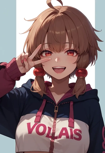 voiceroid,touhoku_kiritan,crop hoodie,shorts  - AI generated anime art