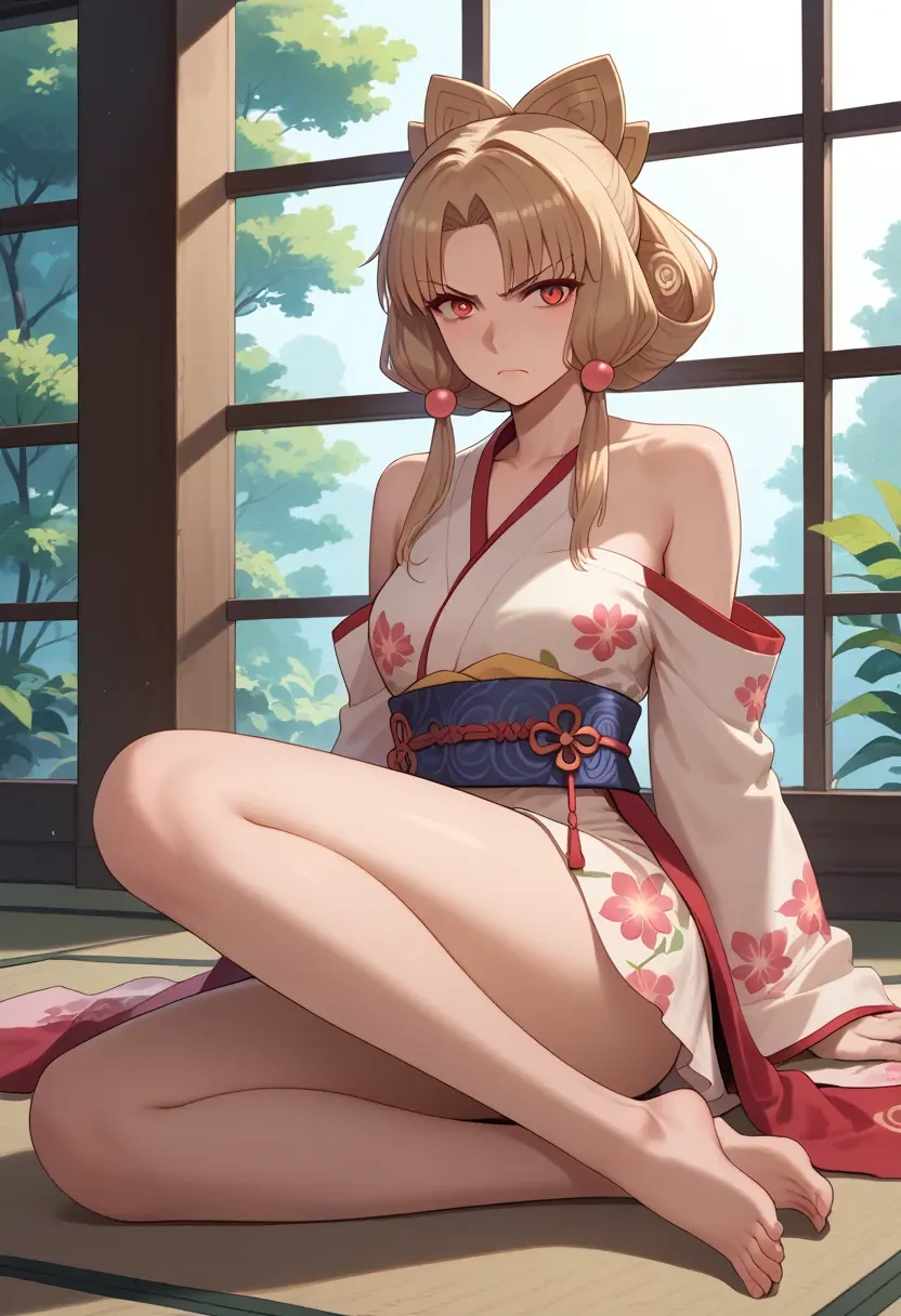 voiceroid,touhoku_kiritan,silk slip dress,floral prints  - 