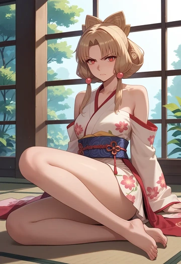 voiceroid,touhoku_kiritan,silk slip dress,floral prints  - AI generated anime art