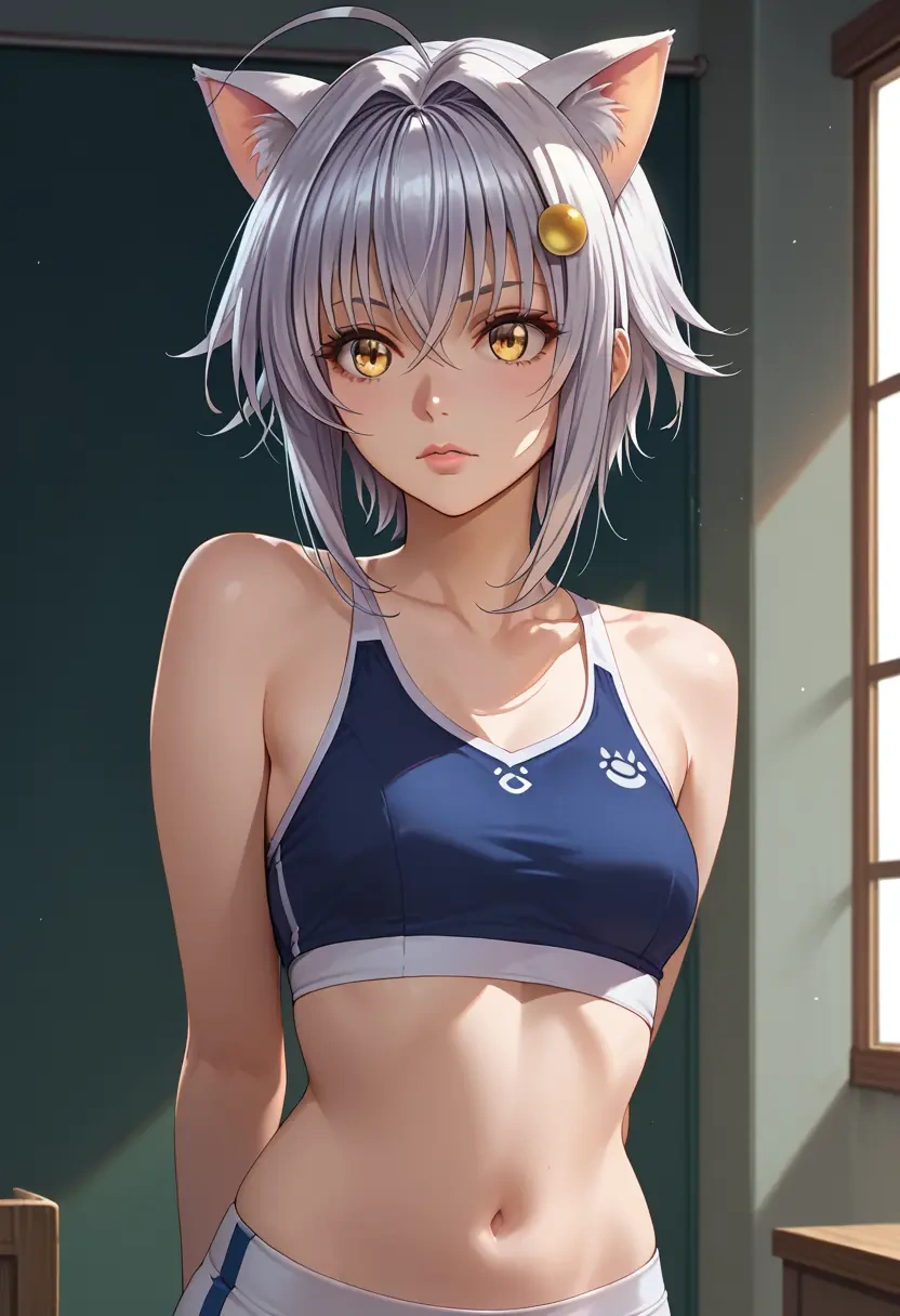 high_school_dxd,toujou_koneko,sports crop,high-waisted shorts  - 