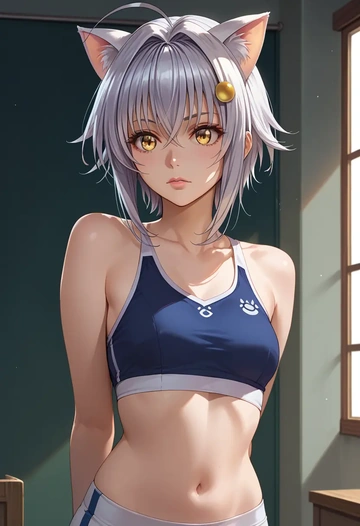 high_school_dxd,toujou_koneko,sports crop,high-waisted shorts  - AI generated anime art