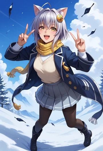 high_school_dxd,toujou_koneko,winter,student uniform,puffer coat  - AI generated anime art