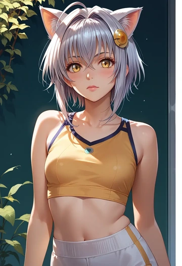 high_school_dxd,toujou_koneko,sports crop,high-waisted shorts  - AI generated anime art