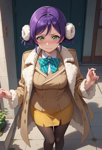 love_live,toujou_nozomi,coat,long,double-breasted,pencil skirt  - AI generated anime art