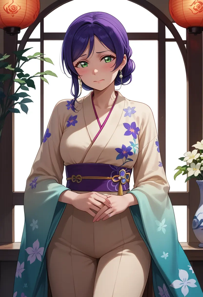 love_live,toujou_nozomi,kimono,silk,wide-leg trousers  - 