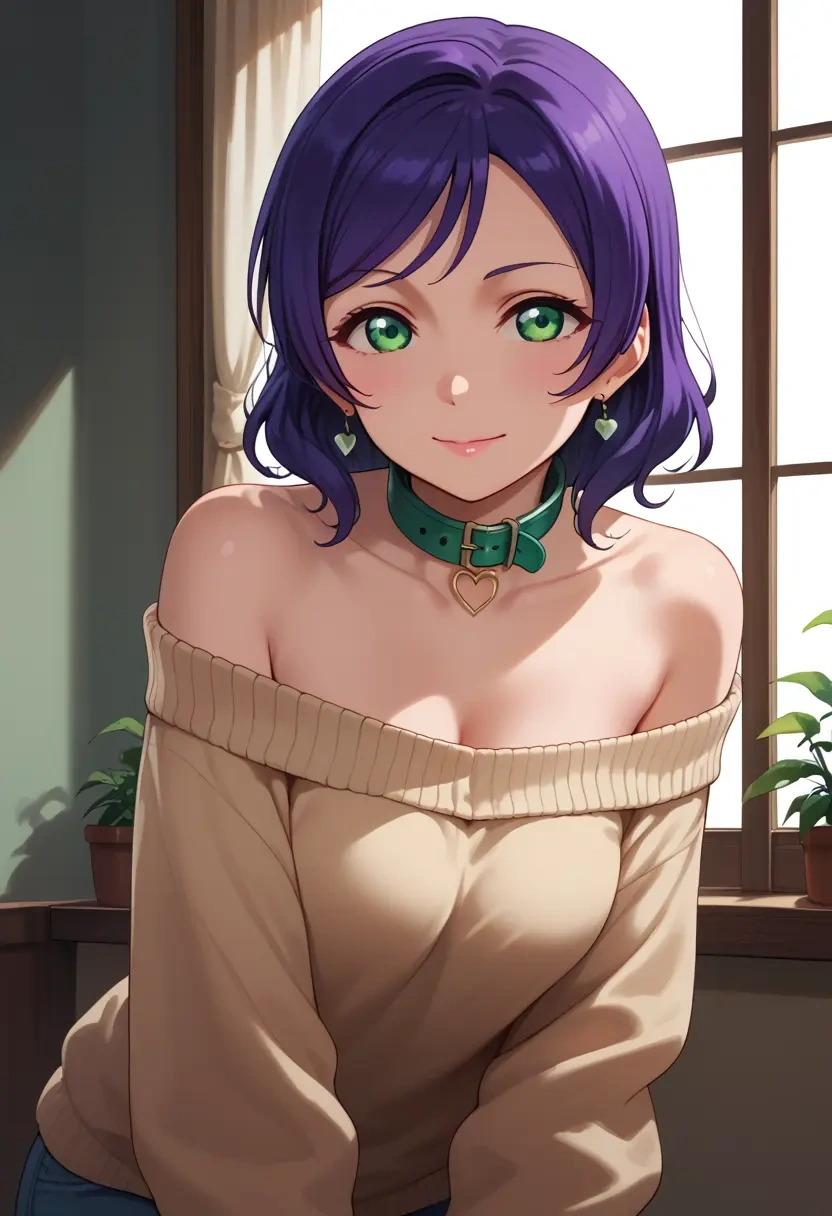 love_live,toujou_nozomi,sweater,off-shoulder,collar  - 