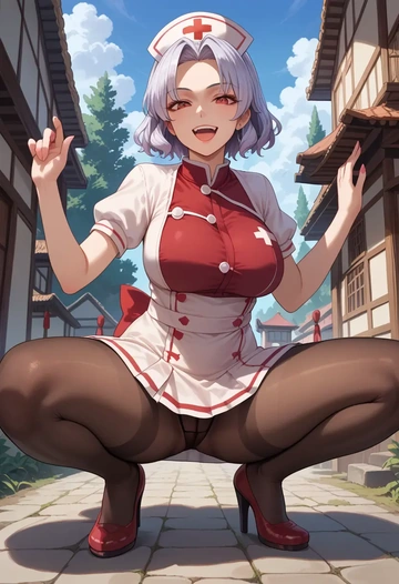 touhou,toutetsu_yuuma,nurse, pantyhose,mini skirt  - AI generated anime art