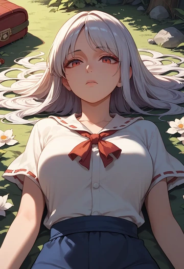 touhou,toutetsu_yuuma,calligraphy print shirt,dolphin shorts  - AI generated anime art