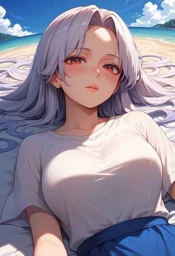 touhou,toutetsu_yuuma,pop art shirt,dolphin shorts  - AI generated anime art