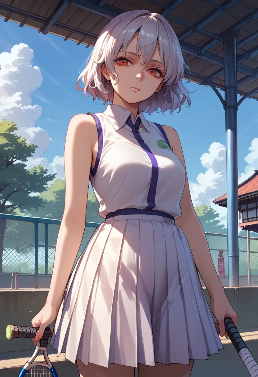 touhou,toutetsu_yuuma,tennis dress,visor,trainers  - 