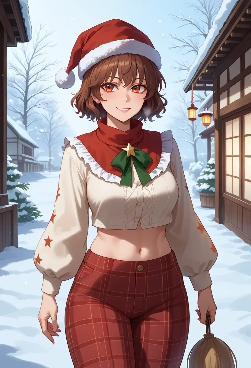 touhou,toyosatomimi_no_miko,Christmas,plaid trousers  - 