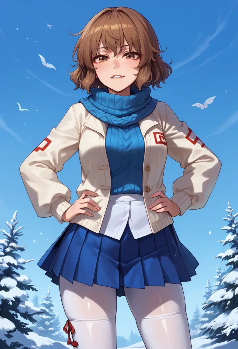 touhou,toyosatomimi_no_miko,winter,student uniform,puffer jacket  - 