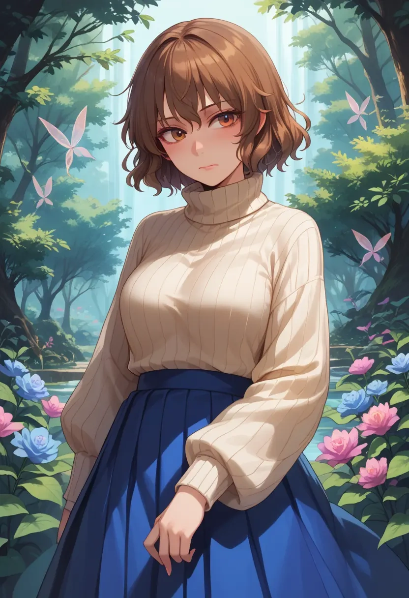 touhou,toyosatomimi_no_miko,skirt,pleated,turtleneck sweater  - 