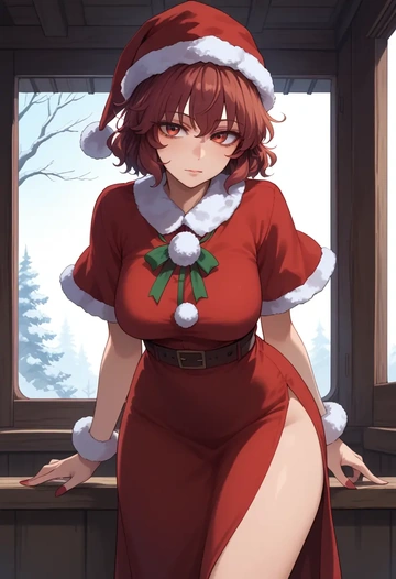 touhou,toyosatomimi_no_miko,Christmas,red velvet dress  - AI generated anime art