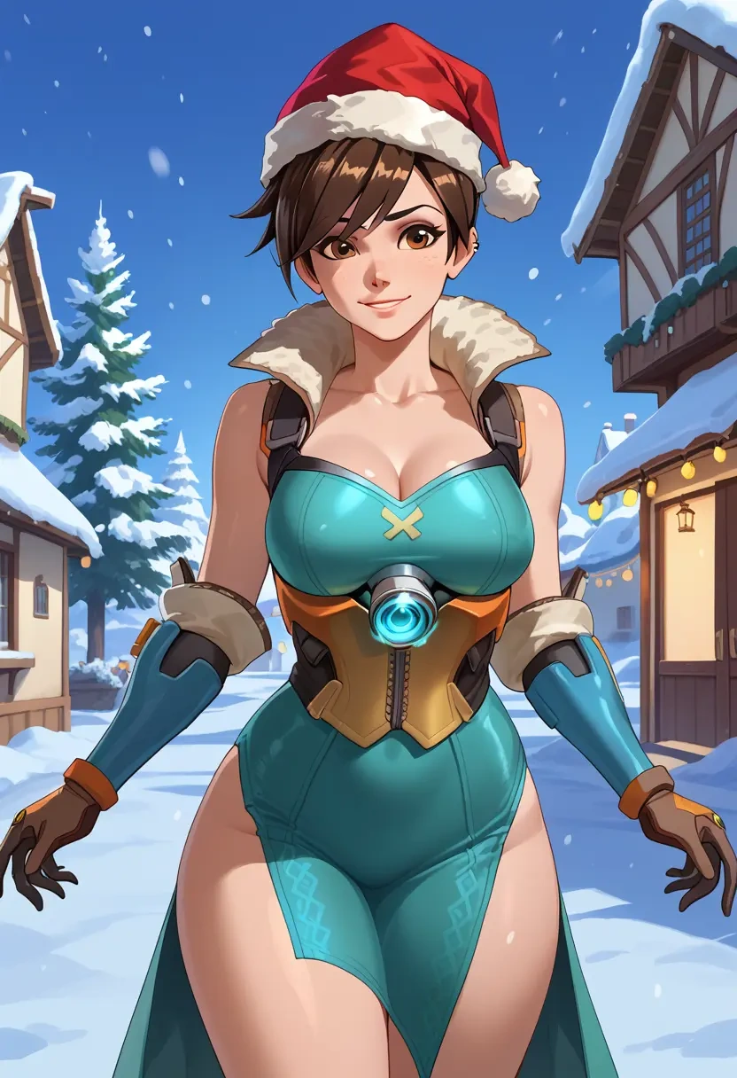 overwatch,tracer_(overwatch),Christmas,dress  - 