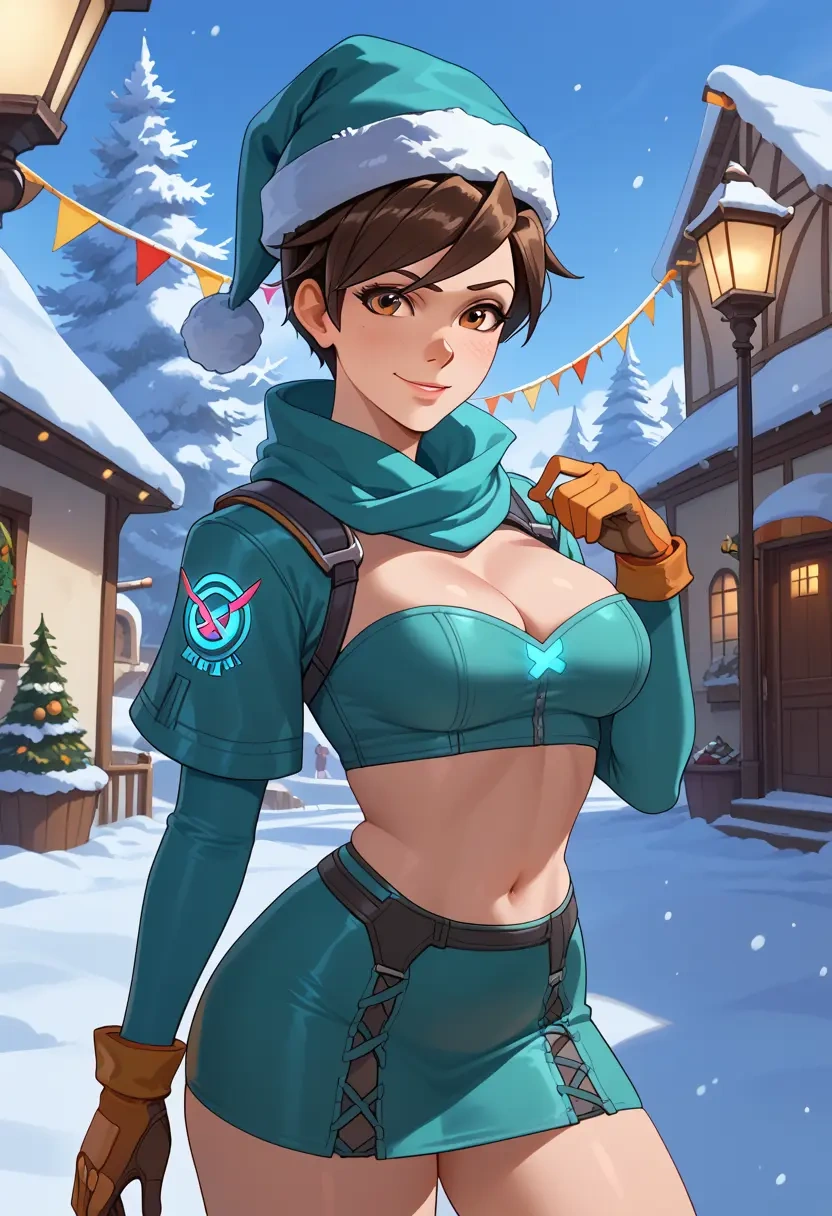 overwatch,tracer_(overwatch),Christmas,dress  - 