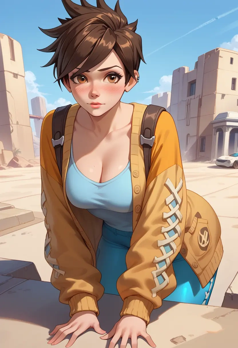 overwatch,tracer_(overwatch),cardigan,oversized,wide-leg pants  - 