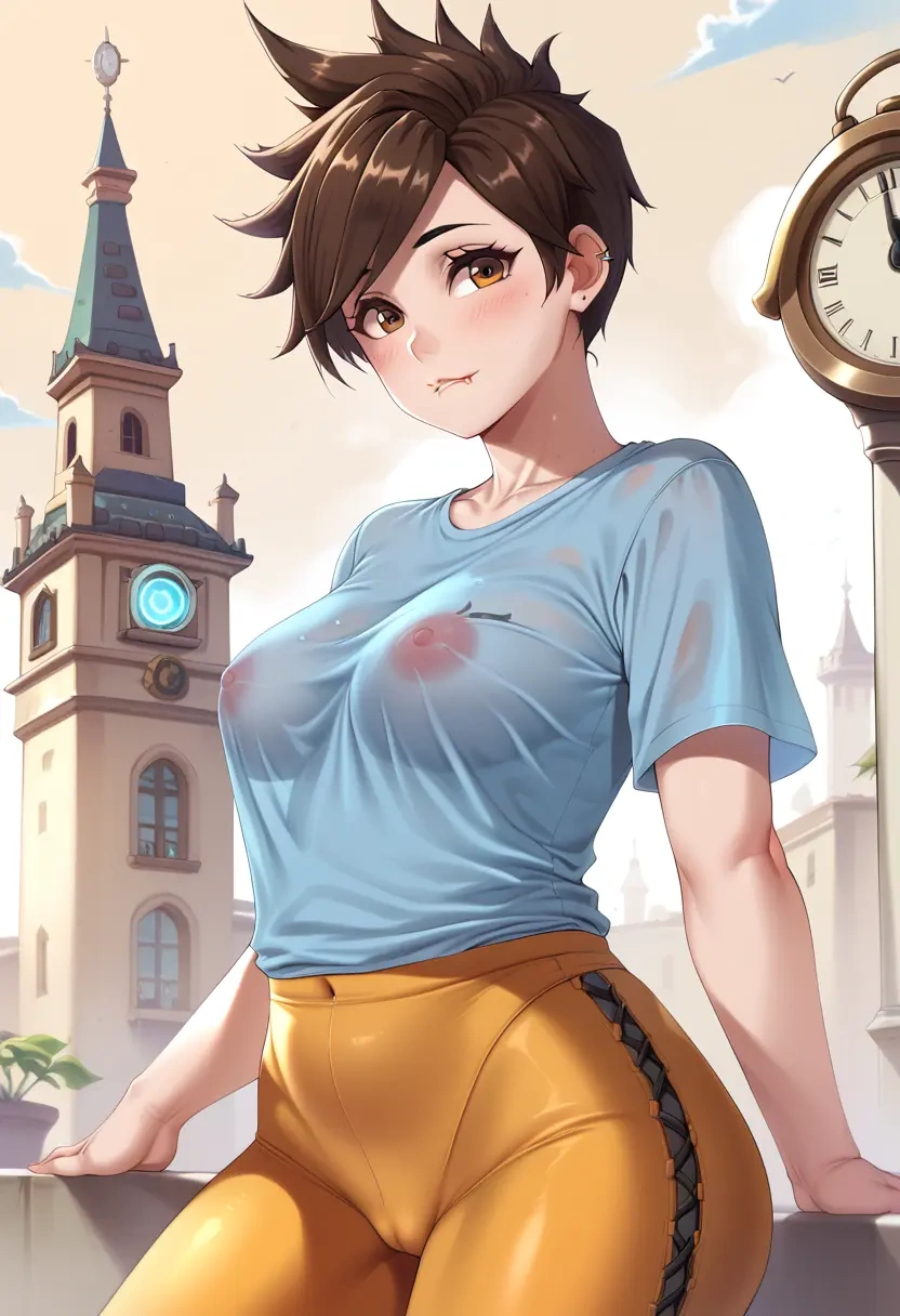 overwatch,tracer_(overwatch),running shirt,shorts,sneakers  - 