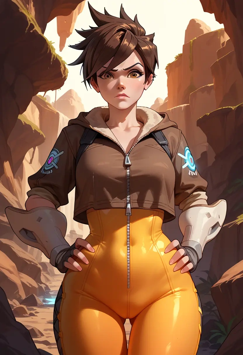 overwatch,tracer_(overwatch),crop hoodie,shorts  - 