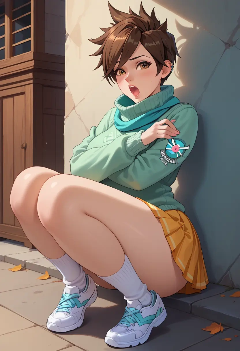 overwatch,tracer_(overwatch),spring,student uniform,knit sweater  - 