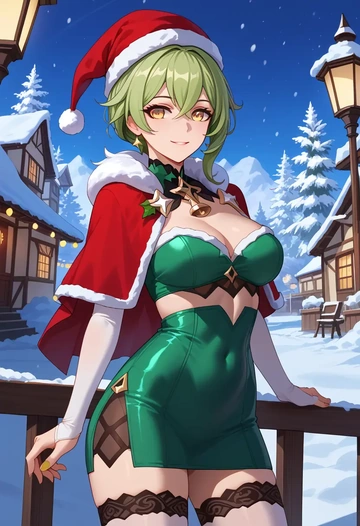 honkai_star_rail,trailblazer_(honkai_star_rail),Christmas,dress  - AI generated anime art