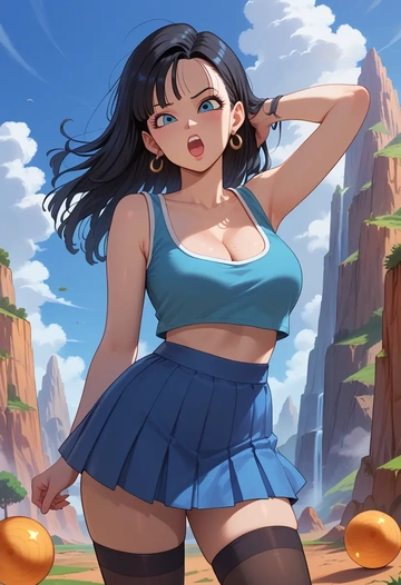 dragon_ball,trunks_(dragon_ball),mini skirt,stockings  - AI generated anime art