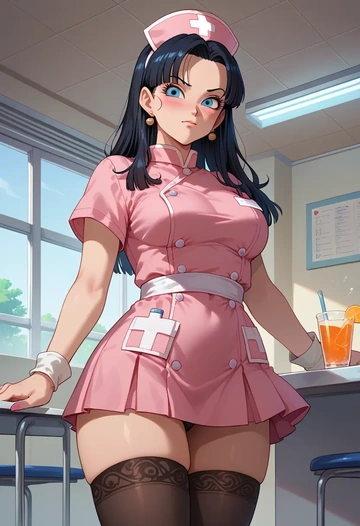 dragon_ball,trunks_(dragon_ball),nurse pantyhose,mini skirt, sexy  - AI generated anime art