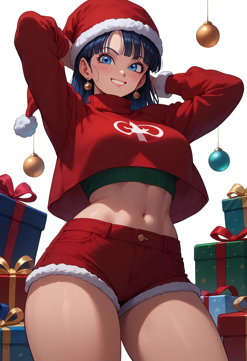 dragon_ball,trunks_(dragon_ball),Christmas,red velvet shorts,turtleneck sweater  - 