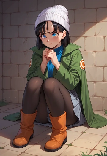 dragon_ball,trunks_(dragon_ball),winter,student uniform,duffle coat  - AI generated anime art