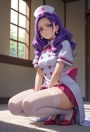 precure,tsukikage_yuri,nurse,stockings,sexy,panties  - AI generated anime art