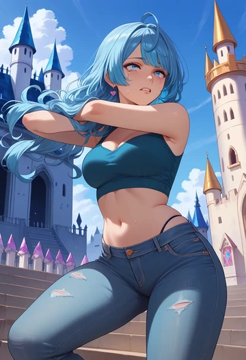 nijisanji,tsukino_mito,crop top  - AI generated anime art