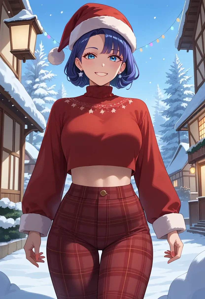 nijisanji,tsukino_mito,Christmas,plaid trousers  - 