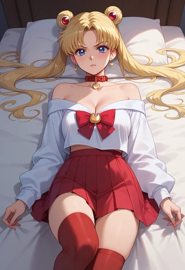 bishoujo_senshi_sailor_moon,tsukino_usagi,collar,oversized,Thigh garters  - AI generated anime art